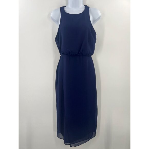 Sam Edelman 4 Navy Blue Blouson Straight Skirt Midi Timeless Cocktail Dress - Picture 1 of 12